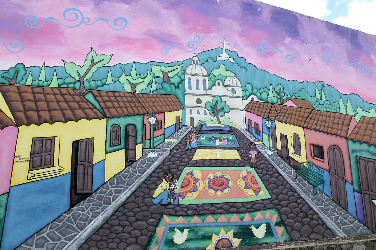 Colorful murals of the Route of Flowers.