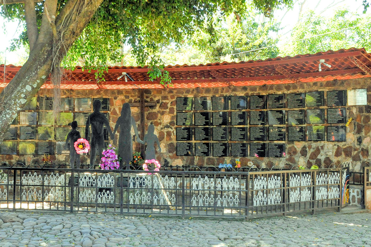 Monument to the victims of the Mozote Massacre.
