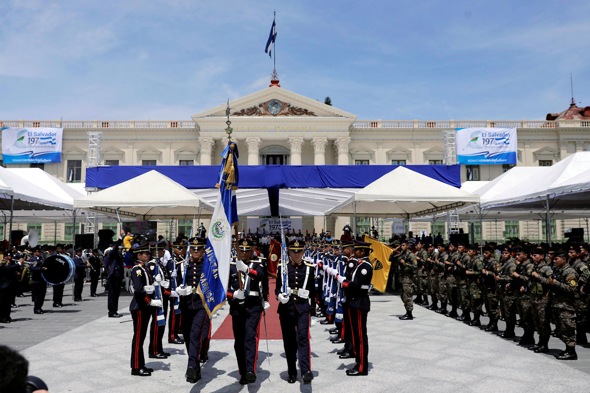 Flag and National Hymn of El Salvador.