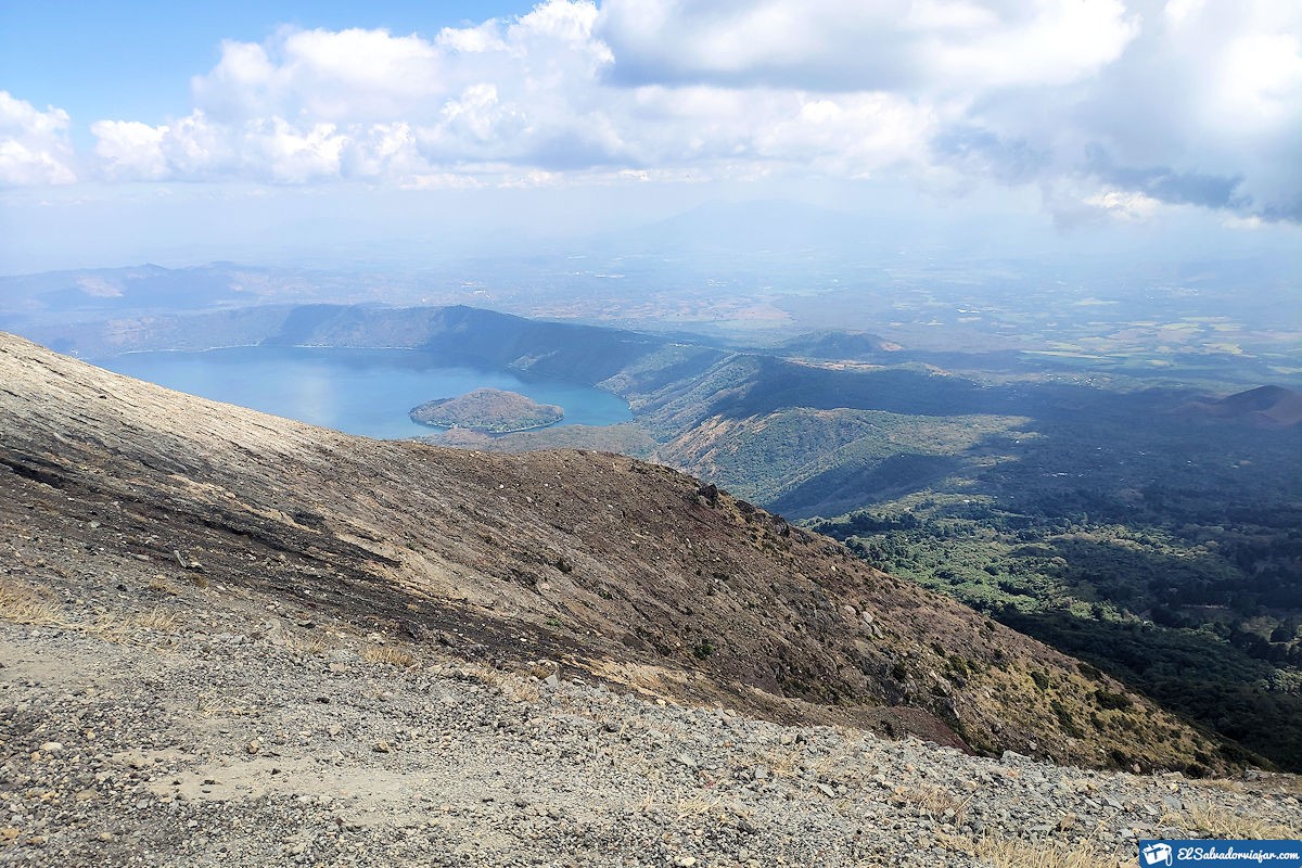 Coatepeque lake as seen from Santa Ana Volcano.
