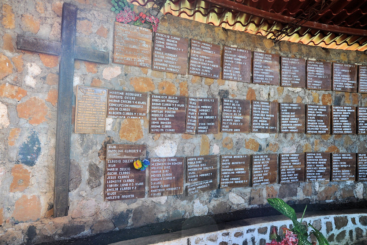 Nombres de las víctimas del Mozote